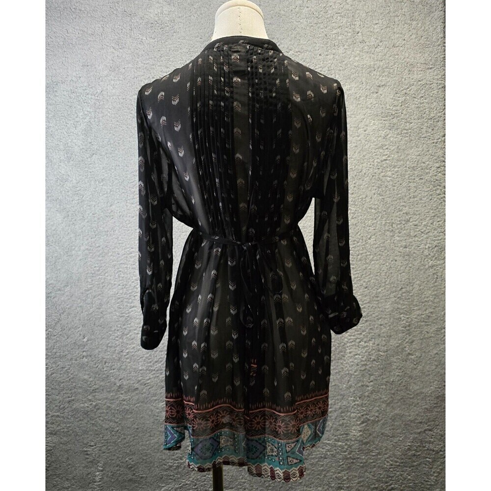 American Rag Cie Batik‎ Blouse/Tunic Sz L Pleat front Tie Back Boho Tribal Aztec - Picture 4 of 9